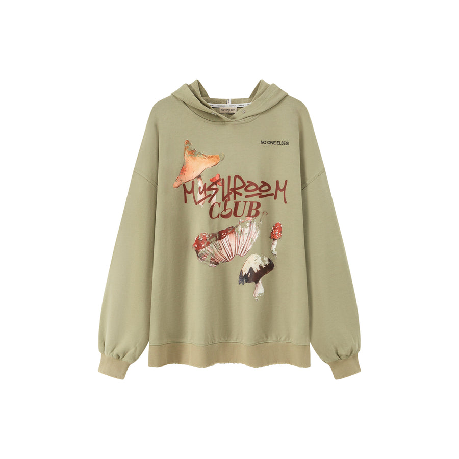 CHUU Mushroom Club Loose Fit Hoodie