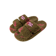 Khaki Fleece Sandal Slippers