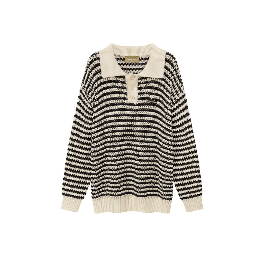 CHUU Vintage Loose Fit Stripe Knit Sweater