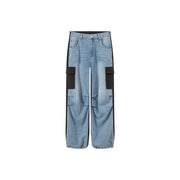 Color Outline Wide Denim Pants