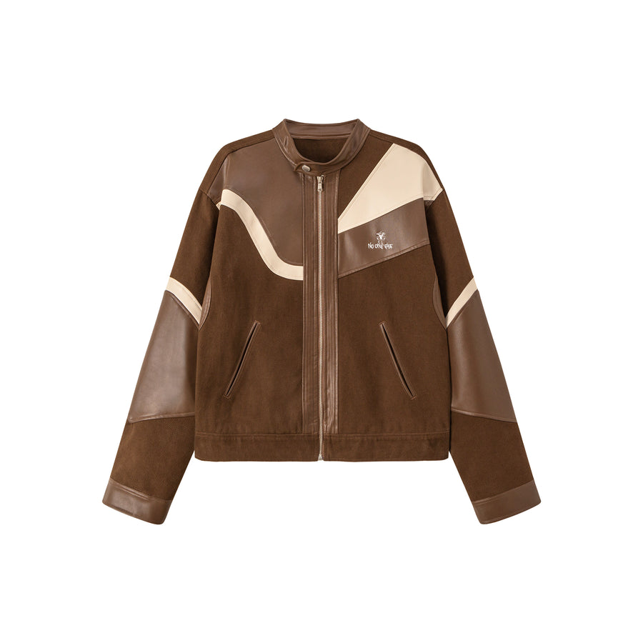 CHUU Faux Leather And Suede Blouson Jacket