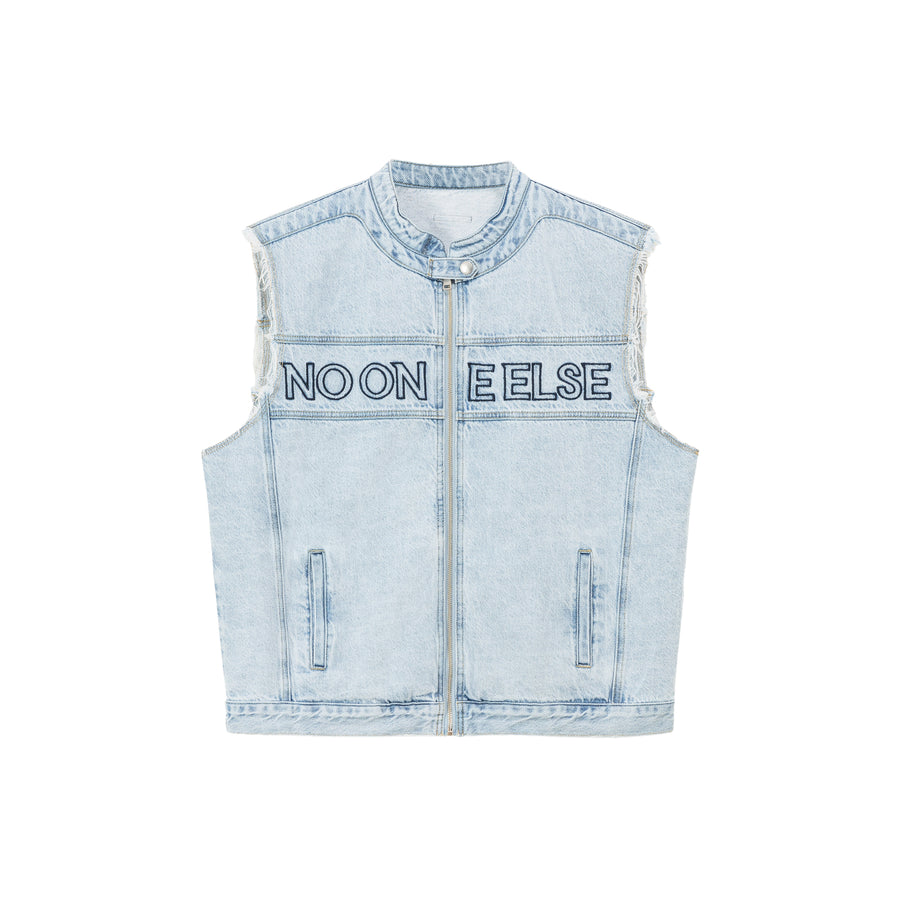 CHUU Embroidered Denim Vest