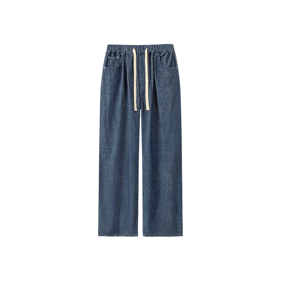 CHUU Drawstring Wide Denim Jeans