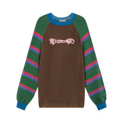 Embroidered Raglan Knit Sweater