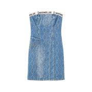 Argyle Denim Strapless Dress