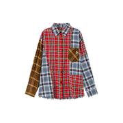 Color Matching Check Loose Fit Shirt