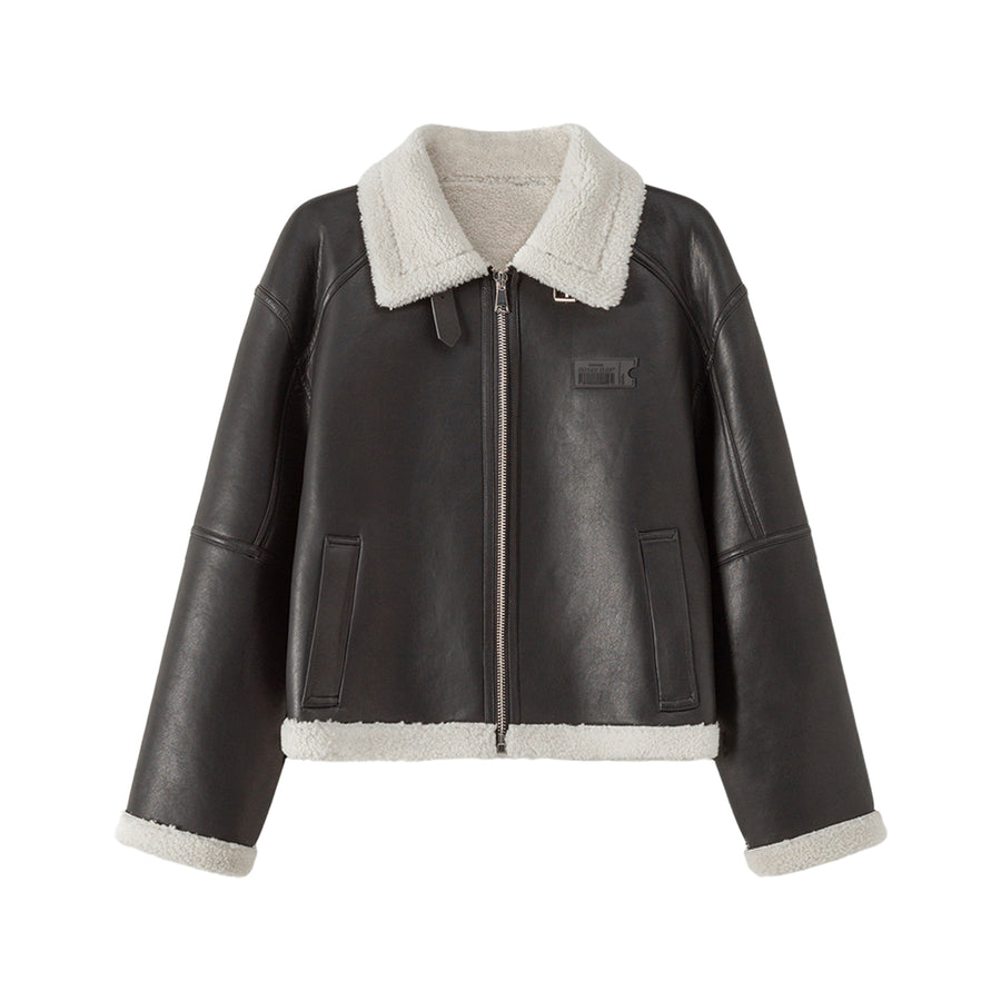 CHUU Half Leather Mustang Jacket