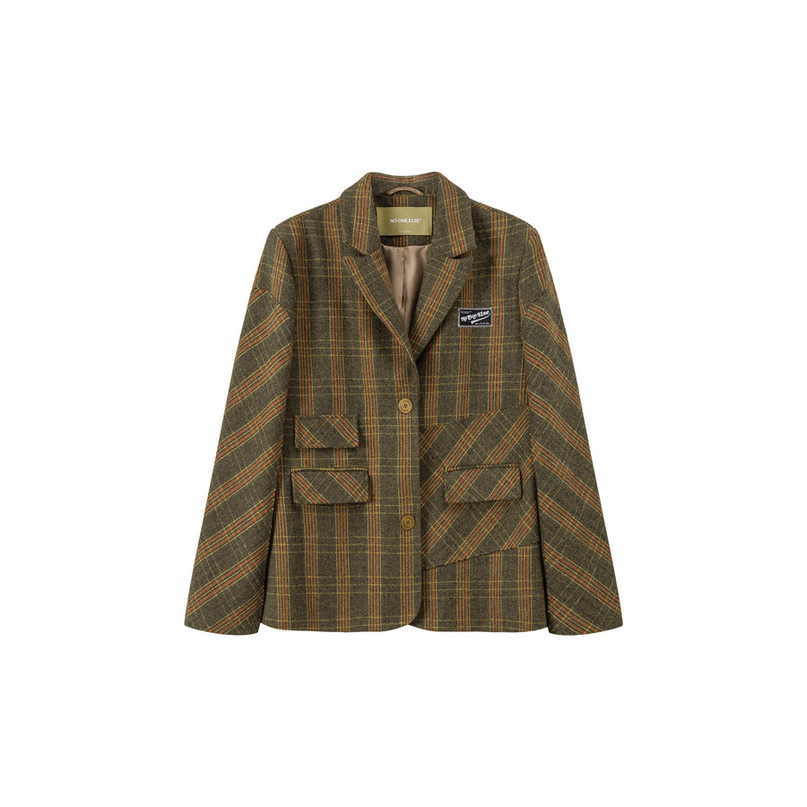 CHUU Vintage Wool Check Overfit Jacket