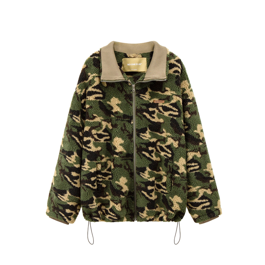 CHUU Camouflage Fleece Zip-Up Jacket