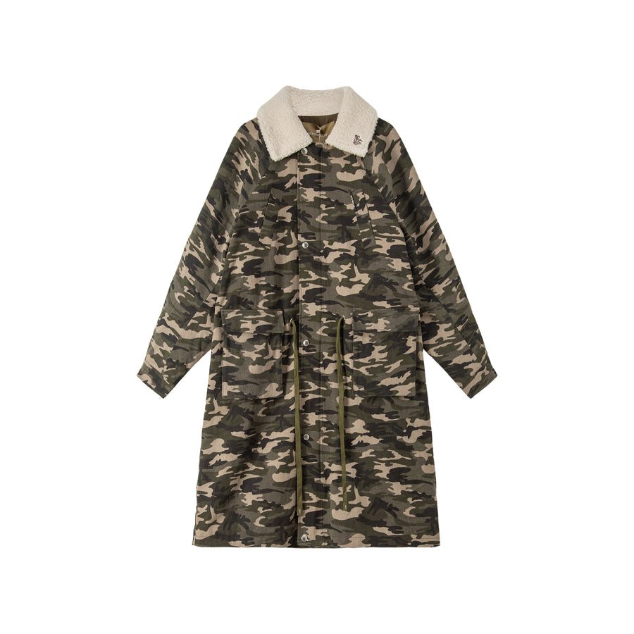 CHUU Camo Loose Fit Dumble Collar Coat