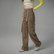 Leopard Pocket Denim Long Pants