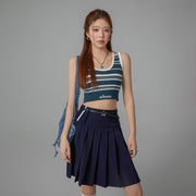 Striped Knit Sleeveless Crop Top