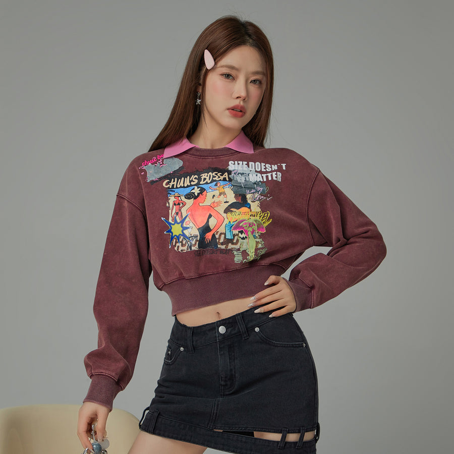 CHUU Sized Doesnt Matter Beach Day Printed Sweatshirt