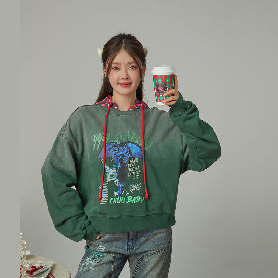 CHUU Angel And Devil Vintage Sweatshirt