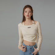 Unbalanced String Cropped T-Shirt