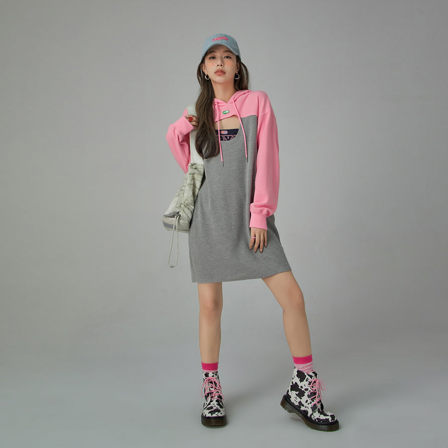 CHUU Front Keyhole Hooded Dress