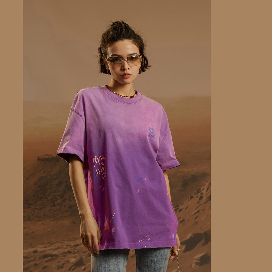 CHUU Gradient Loose Fit Paint Streaks T-Shirt