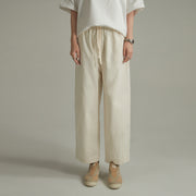 Cotton Ankle Cropped Wide Pants