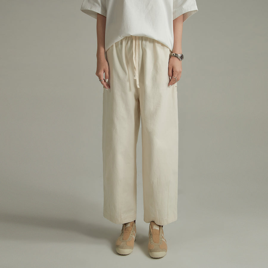 CHUU Cotton Ankle Cropped Wide Pants