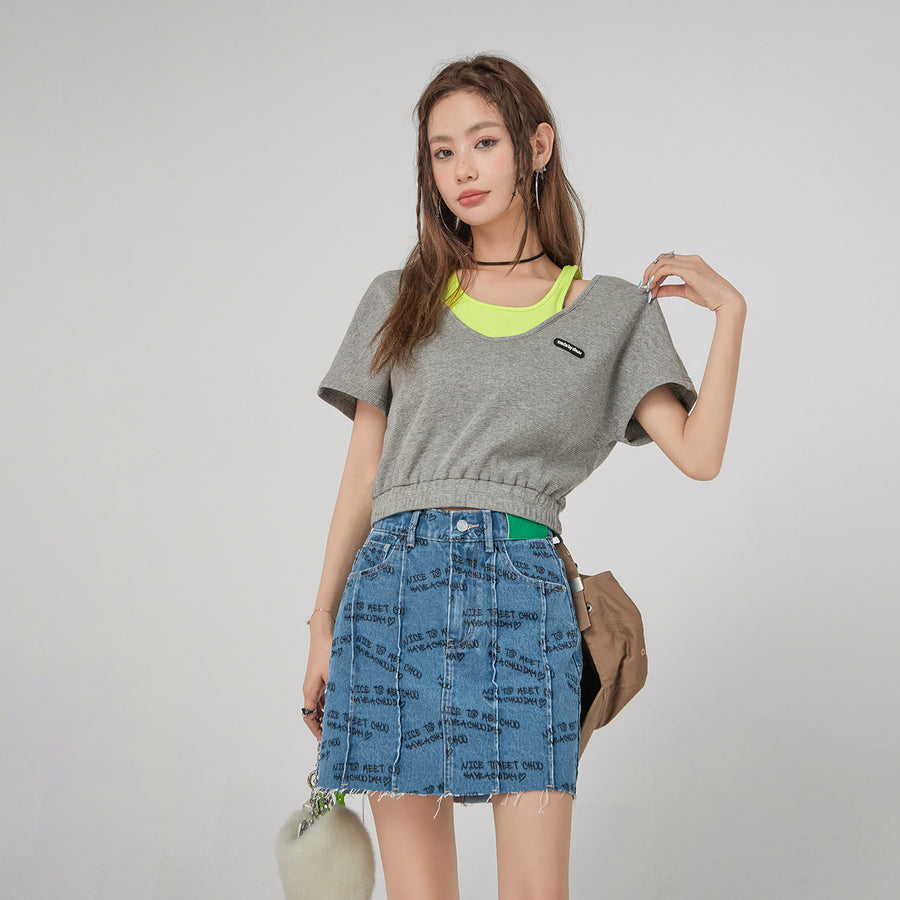 CHUU Two-Layer Crop Sport Top