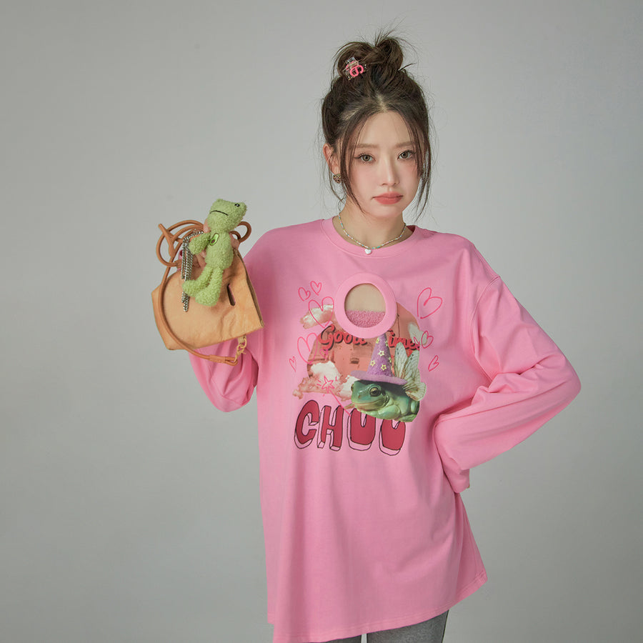 CHUU Bedtime Stories Character Print Long-Sleeved T-Shirt