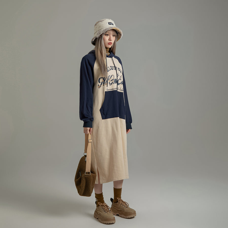 CHUU Raglan Loose Fit Hooded Dress