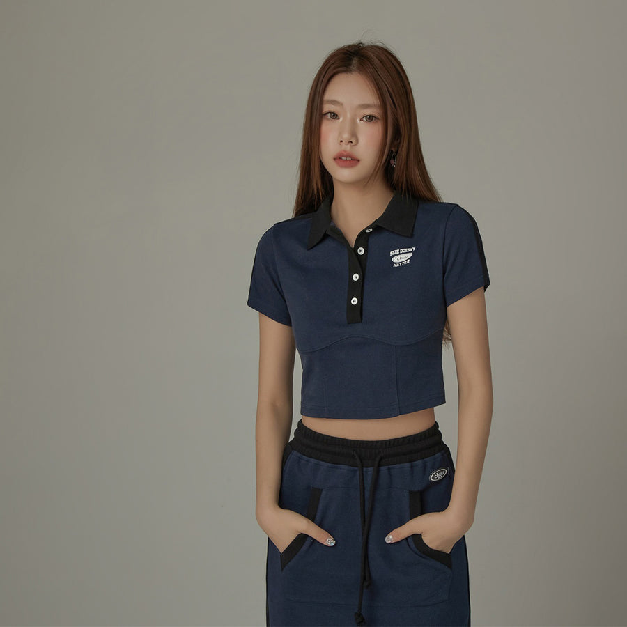 CHUU Polo Neck Cropped T-Shirt