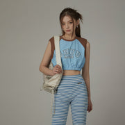 Color Matching Cropped Sleeveless Top