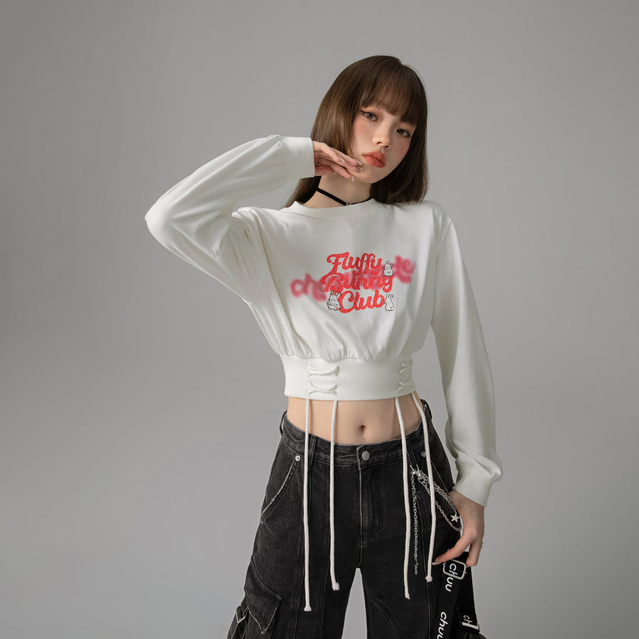 CHUU Red Bunny Cropped Sweater