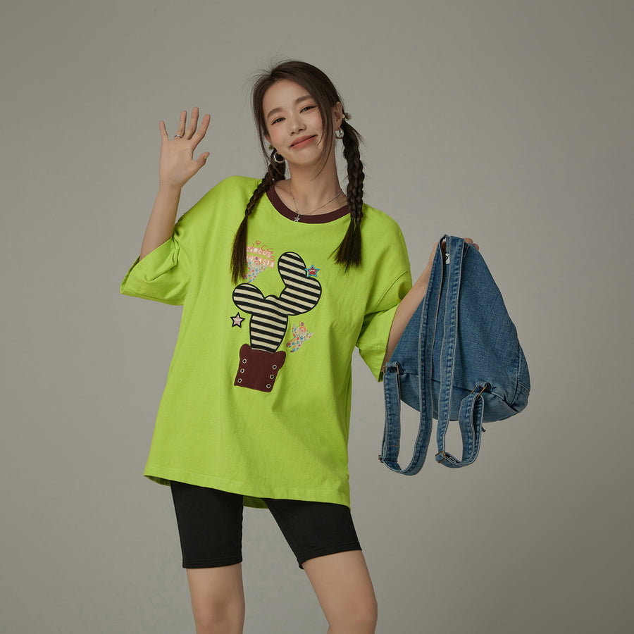 CHUU Lined Catcus Color Loose Fit T-Shirt