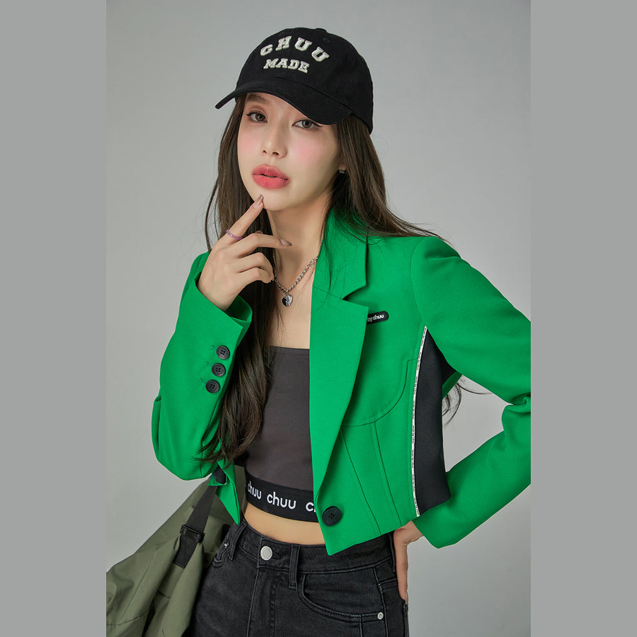 CHUU Cut-Out Simple Crop Jacket