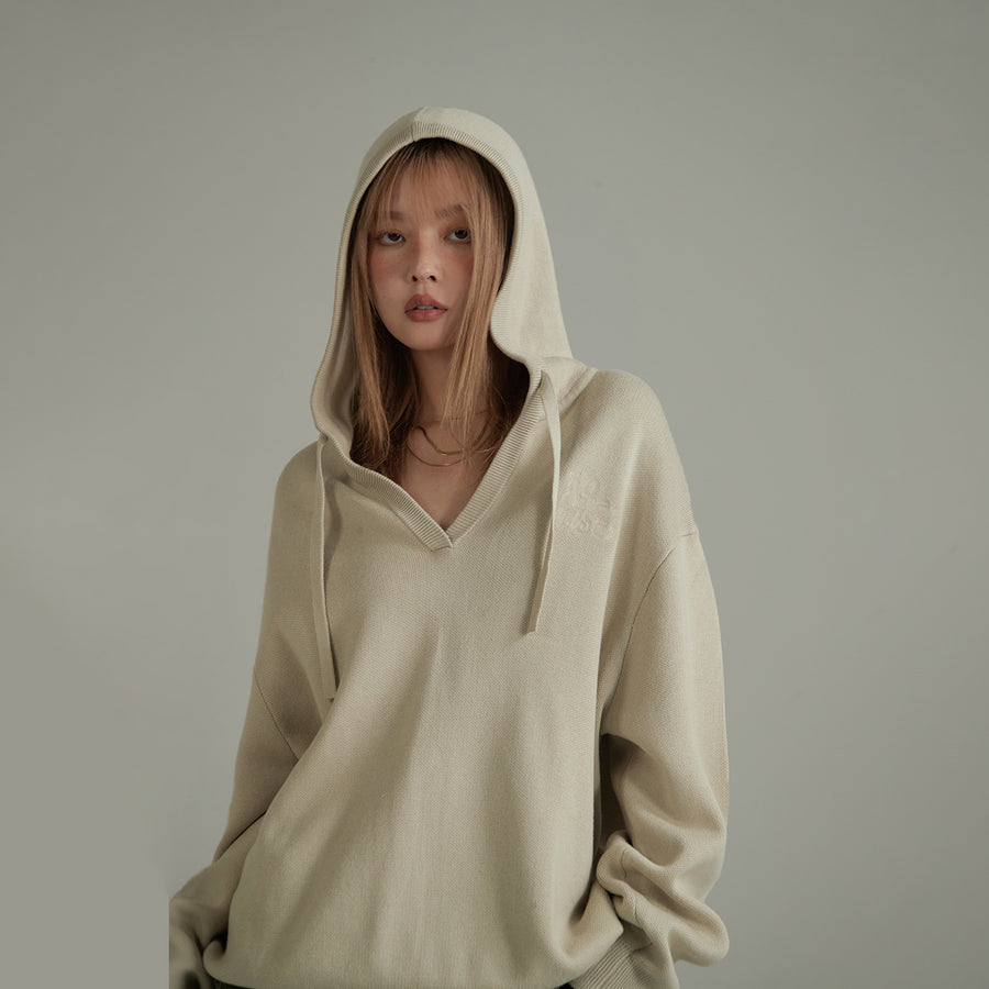 CHUU Simple V-Neck Loose Fit Hoodie