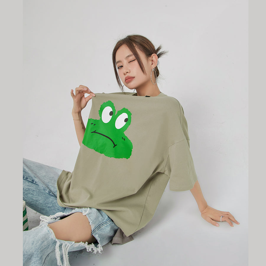 CHUU Frog With Moods Damage T-Shirt