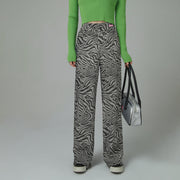 Zebra Print Wide Slacks Pants