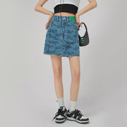 Nice To Meet Chuu Print Denim Skirt