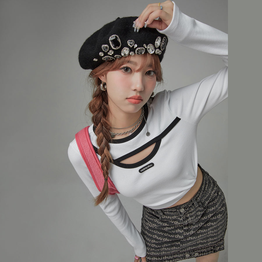 CHUU Front And Back Cutout Long Sleeved Top