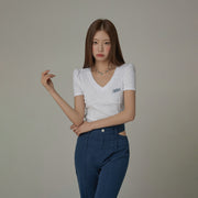 V-Neck Puff Sleeve T-Shirt