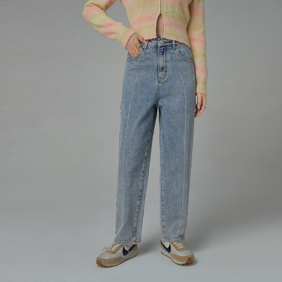 CHUU Fortune And Fame Straight Brushed Denim Pants