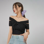 Shirring Off Shoulder T-Shirt