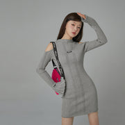 Living In My World Off Shoulder Slim Knit Dress