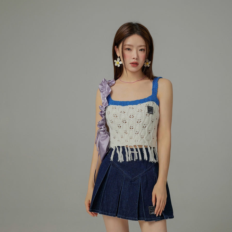 CHUU Positive Spark Fringe Sleeveless Top