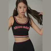 Line Color Sleeveless Crop Top