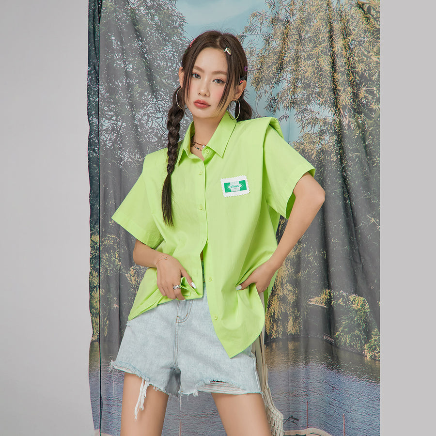 CHUU Shoulder Pad Short Sleeve Shirt