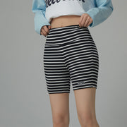 Striped Ribbed Biker Shorts