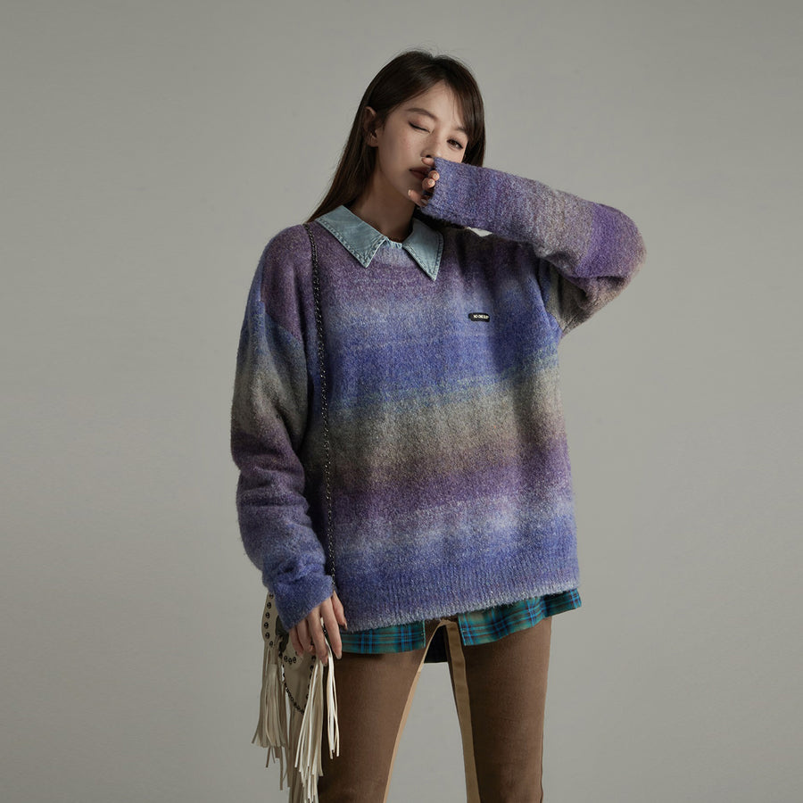 CHUU Gradient Stripe Knit Sweater