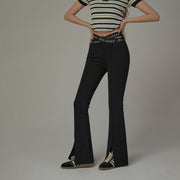 Slit Bootcut Crisscross Band Pants