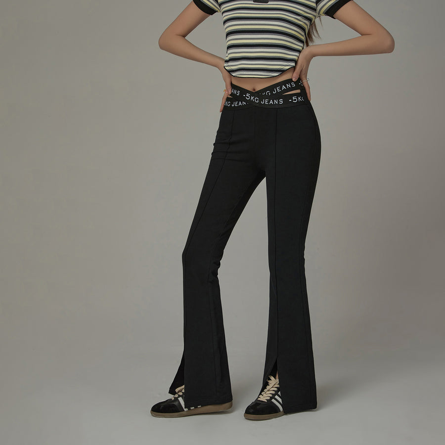 CHUU Slit Bootcut Crisscross Band Pants