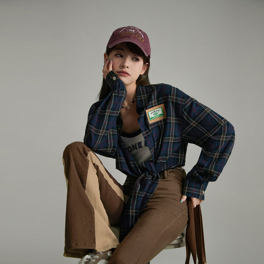 CHUU Check String Loose Fit Shirt