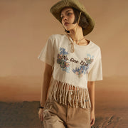 Fringe Butterfly Embroidered T-Shirt