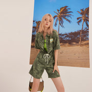 Cameo Short-Sleeved Shorts Jumpsuit